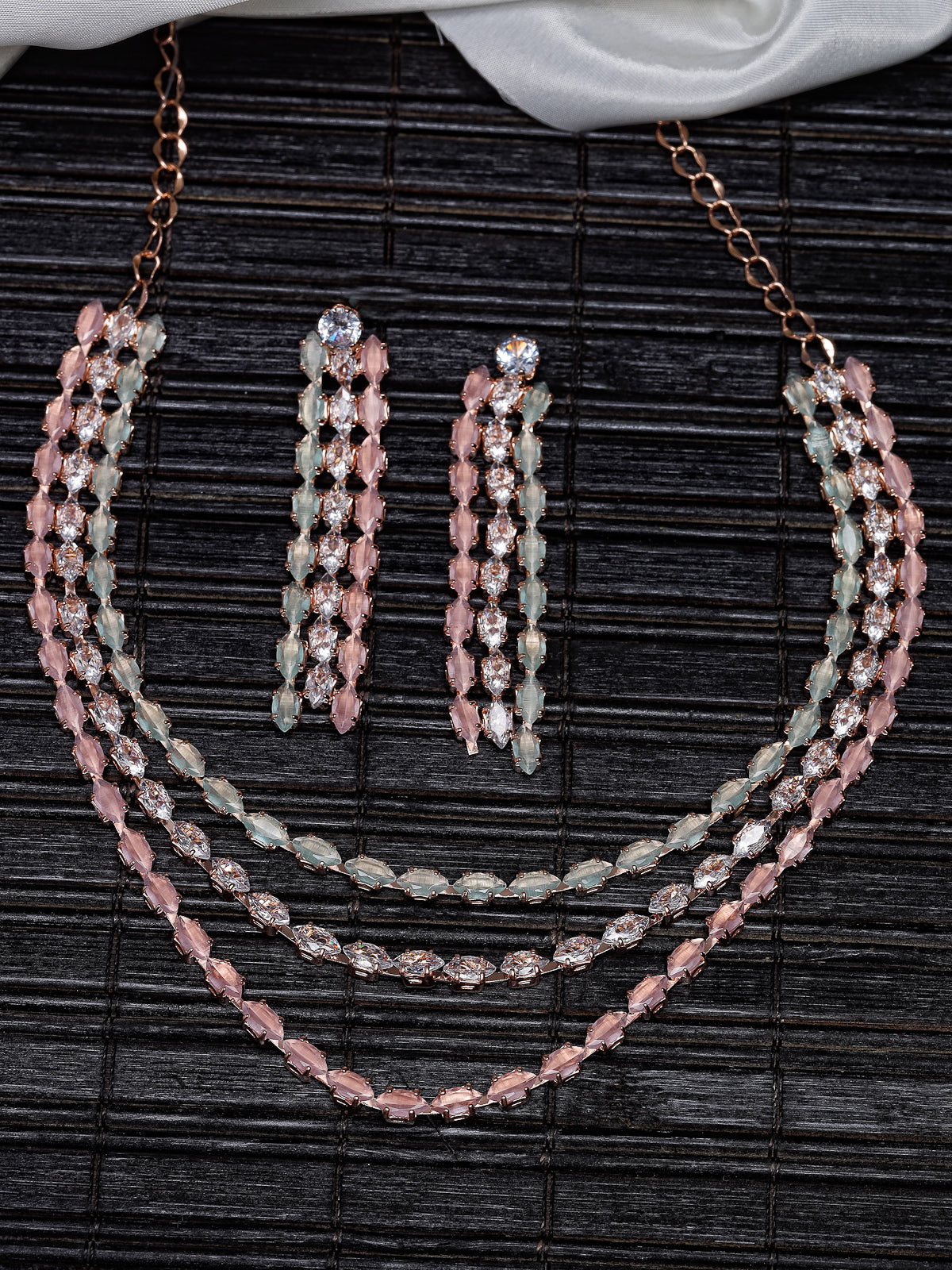 Studio Sukkhi Elegant Gold Plated Pink Stone Studded Mulsti Layers Princess Necklace Set For Women NS104791