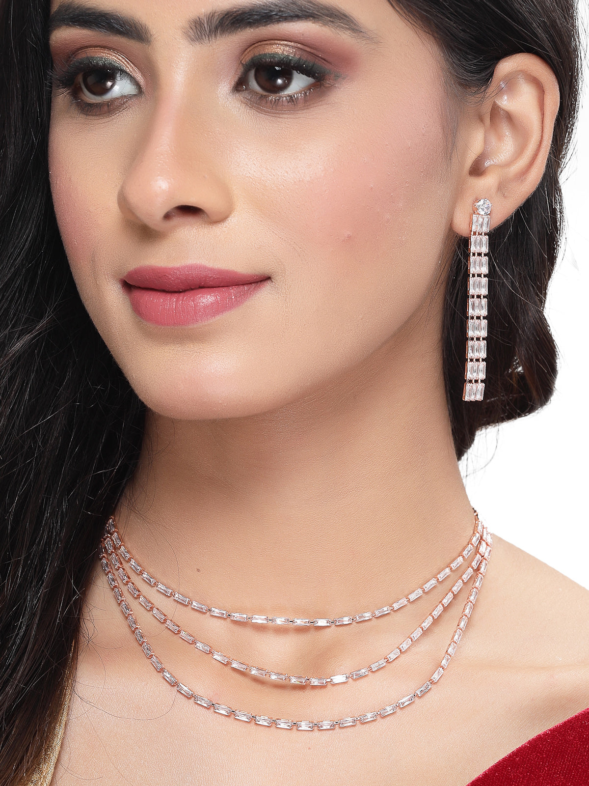 Studio Sukkhi Charming Gold Plated Gold Stone Studded Multi Layer Princess Necklace Set For Women NS104793