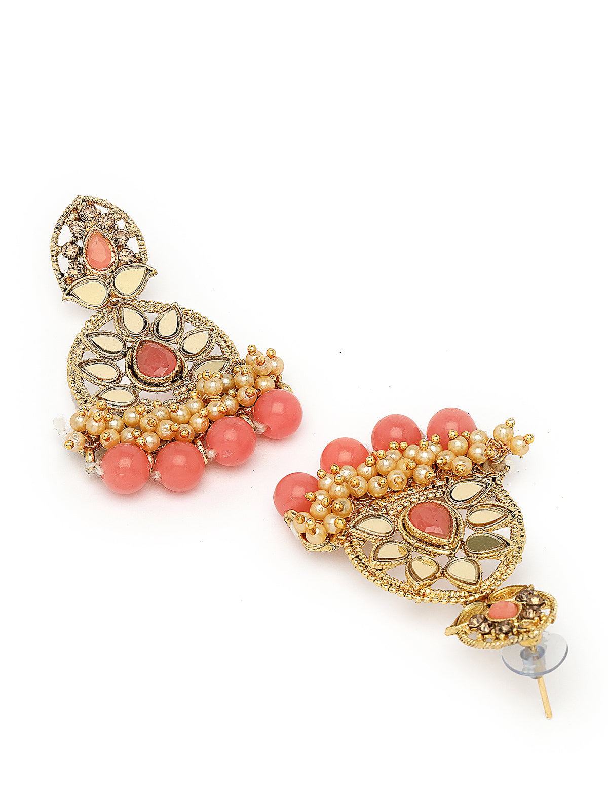 Sukkhi Traditional Gold Plated Pink Kundan & Beads Floral Choker Necklace Set With Earring And Maangtika | Jewellery Set For Women (NS105480)