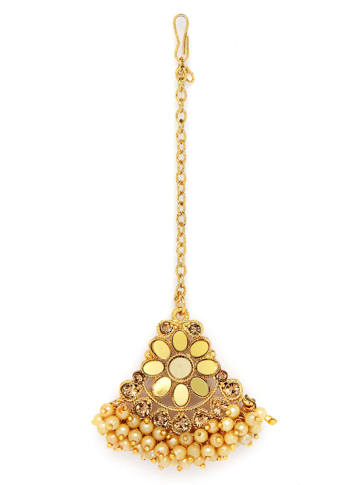 Sukkhi Timelessely Beautiful Gold Plated Gold Kundan & Beads Floral Choker Necklace Set With Earring And Maangtika | Jewellery Set For Women (NS105481)