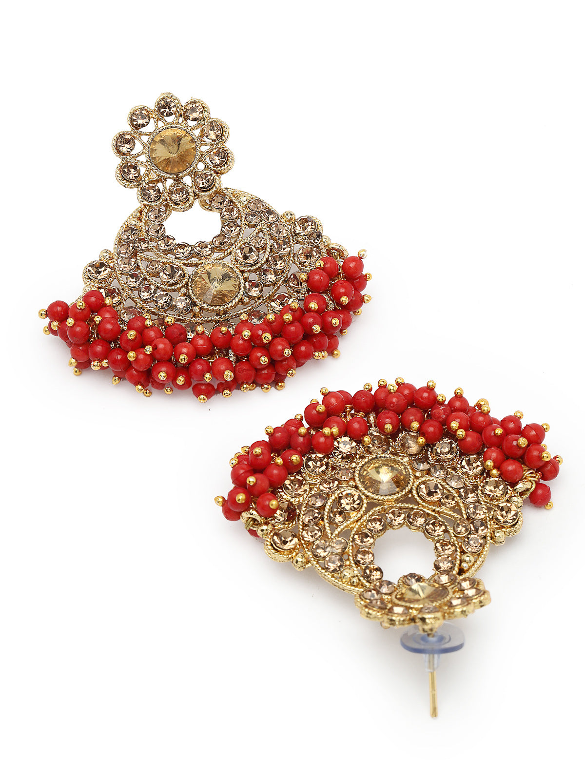 Sukkhi Fashion Gold Plated Red Kundan & Beads Floral Choker Necklace Set With Earring And Maangtika | Jewellery Set For Women (NS105482)