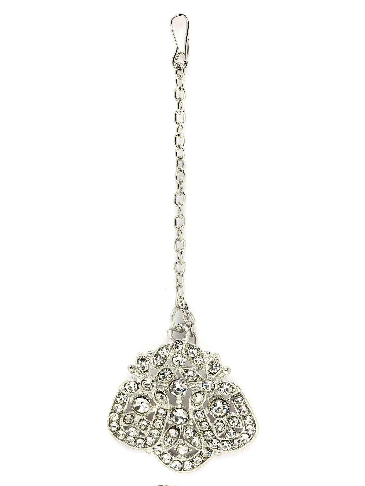 Sukkhi Universal Rhodium Plated Silver AD Stones Choker Necklace Set With Earring And Maangtika | Jewellery Set For Women (NS105485)