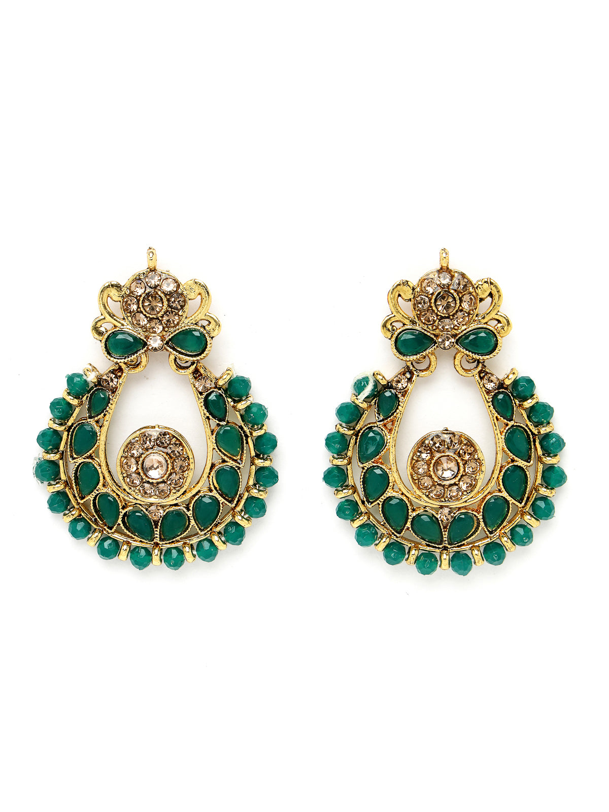 Sukkhi Indian Ethnic Gold Plated Green Kundan & Beads Choker Necklace Set With Earring And Maangtika | Jewellery Set For Women (NS105492)