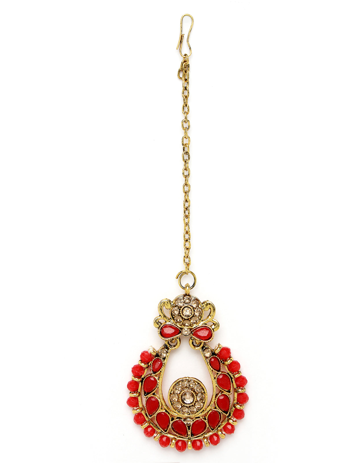 Sukkhi Indian Ethnic Gold Plated Red Kundan & Beads Choker Necklace Set With Earring And Maangtika | Jewellery Set For Women (NS105493)