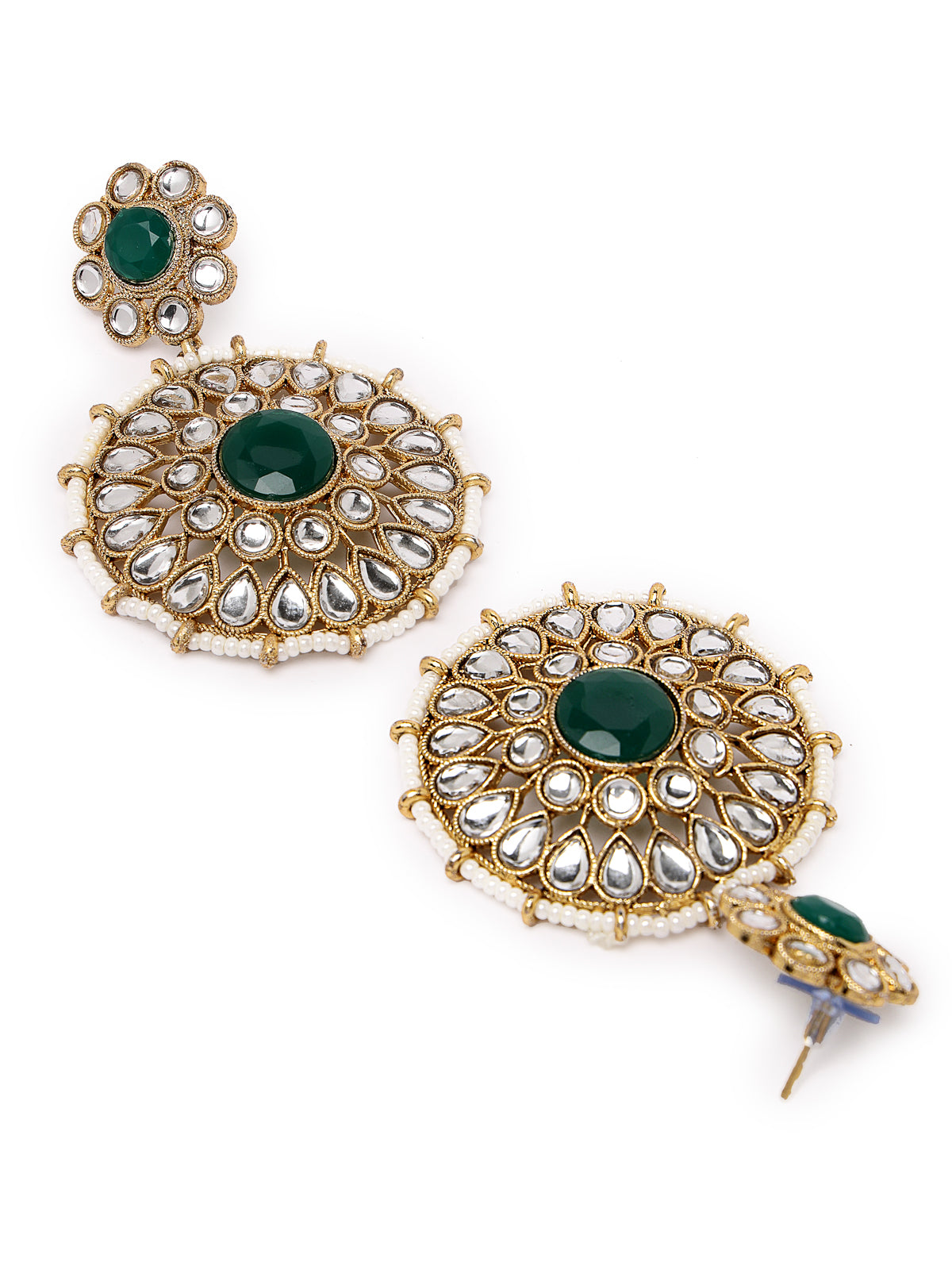 Sukkhi Decorative Round Shaped Green Kundan & Beads Choker Necklace Set With Earring And Maangtika | Jewellery Set For Women (NS105500)