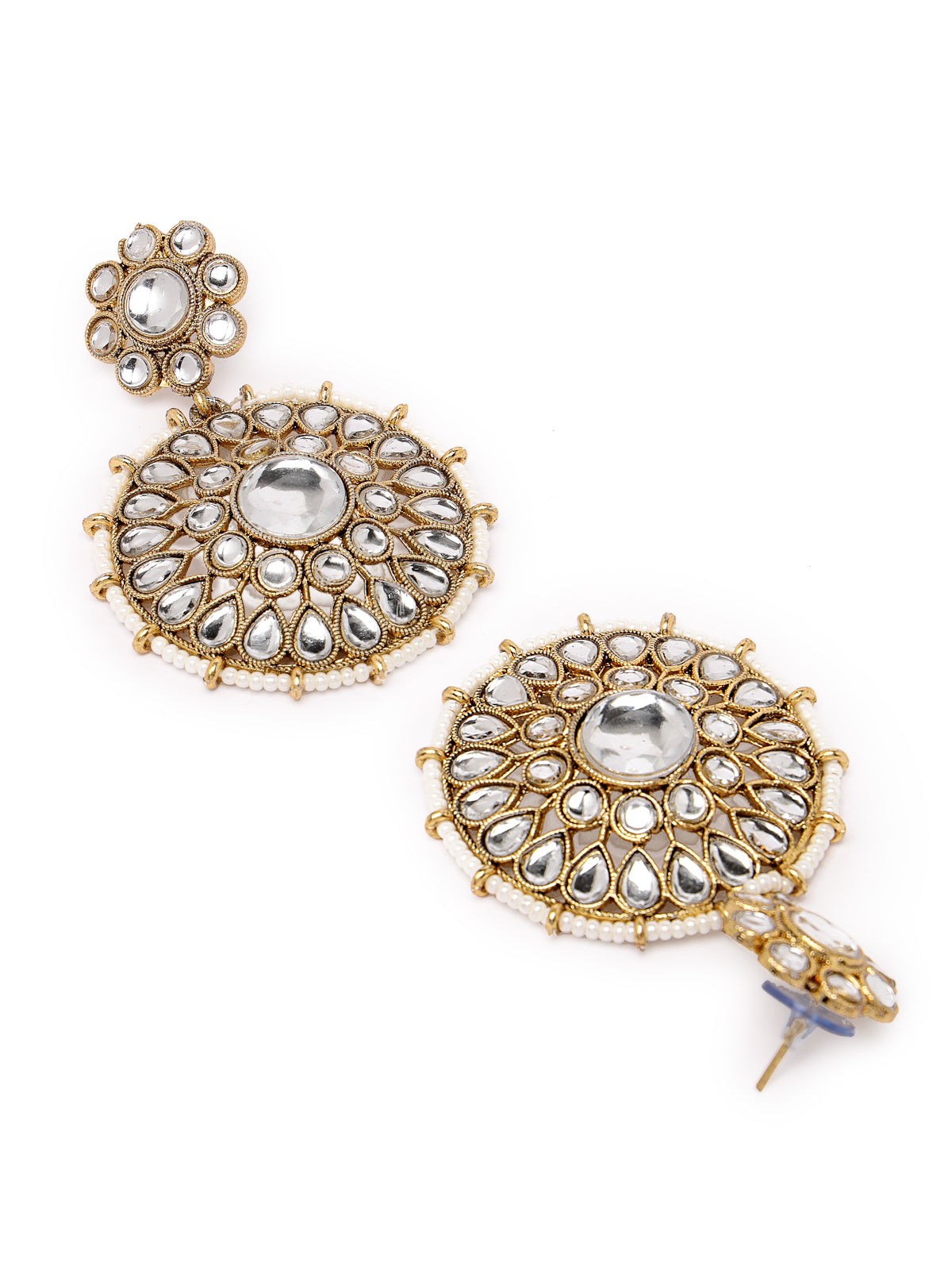 Sukkhi Decorative Round Shaped White Kundan & Beads Choker Necklace Set With Earring And Maangtika | Jewellery Set For Women (NS105502)