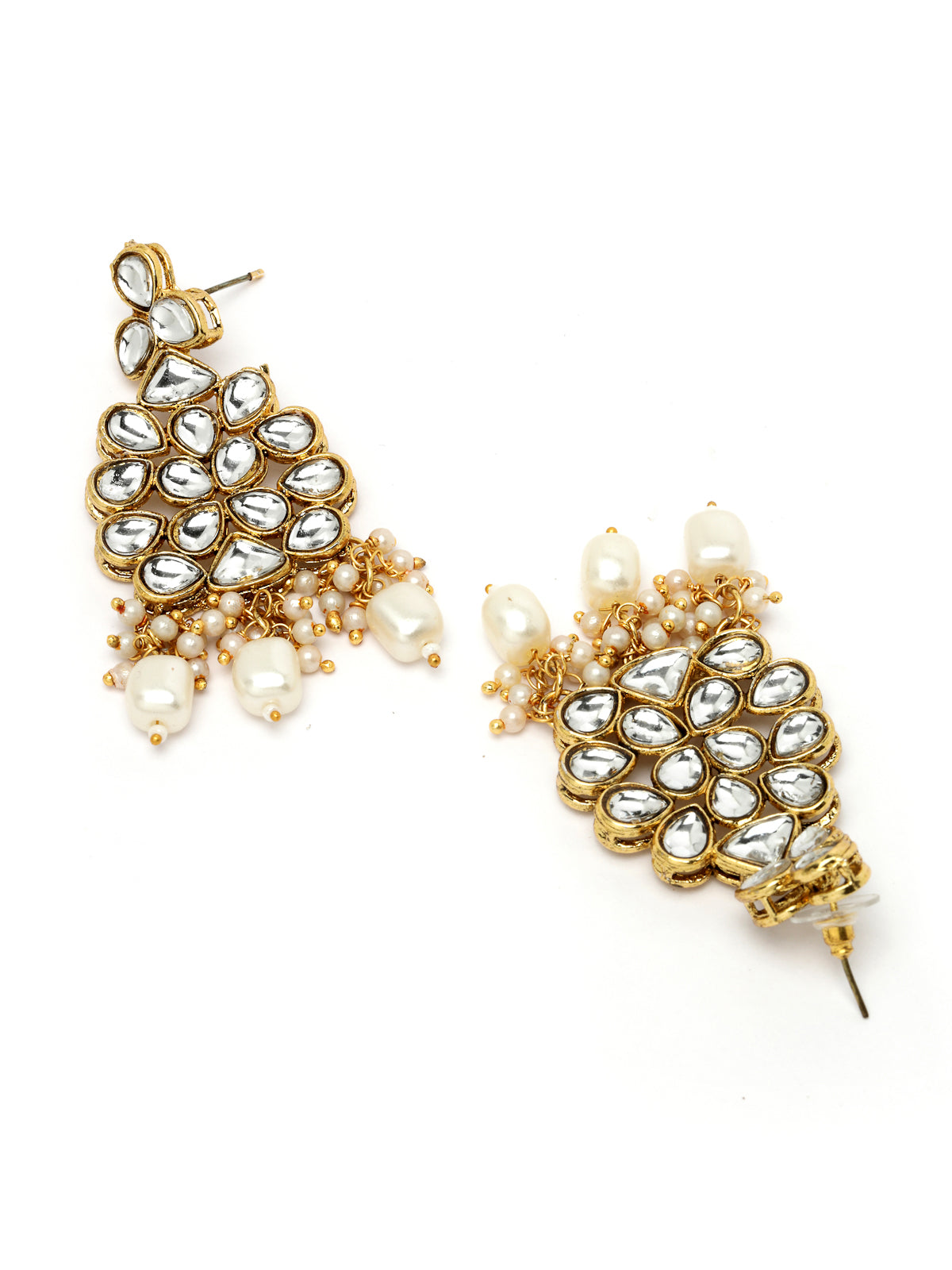 Sukkhi Unforgettable Heavy Looked AD White Stones Collar Bone Necklace Set With Earring And Maangtika | Jewellery Set For Women (NS105504)