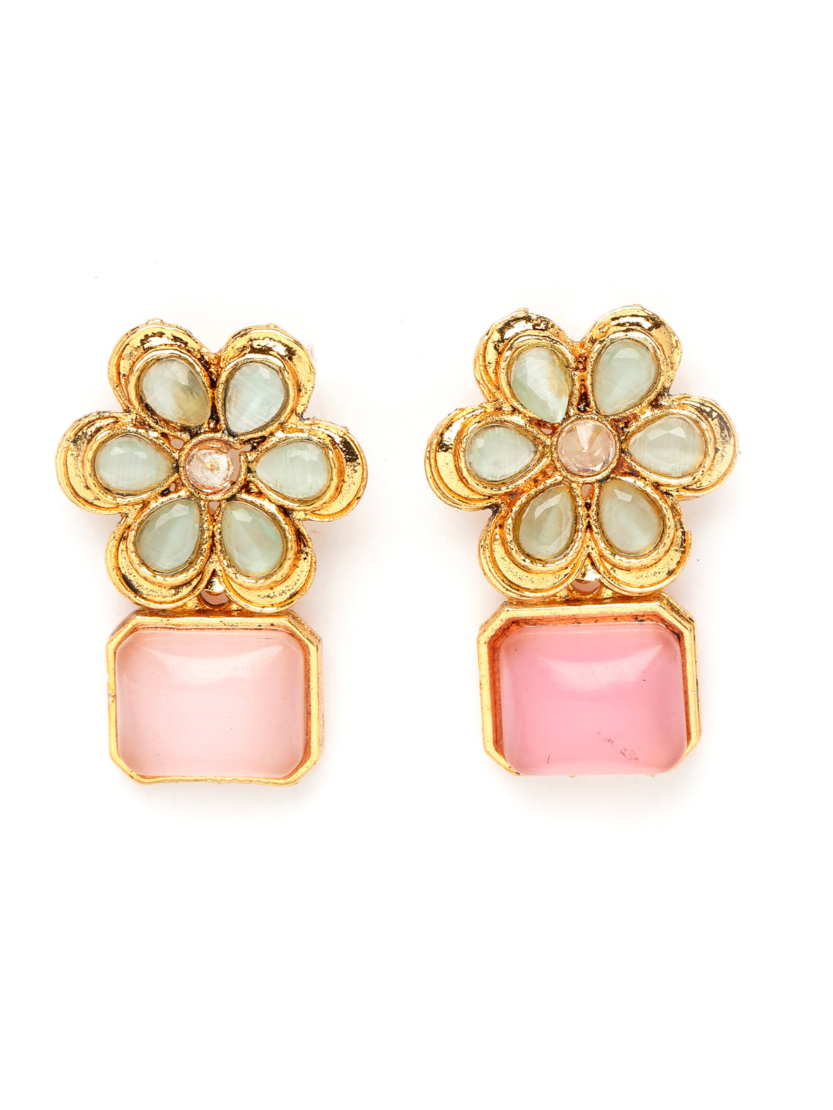 Sukkhi Youthful Floral Gold Plated Multicolor AD Stone Collar Bone Necklace Set And Earring | Jewellery Set For Women (NS105514)