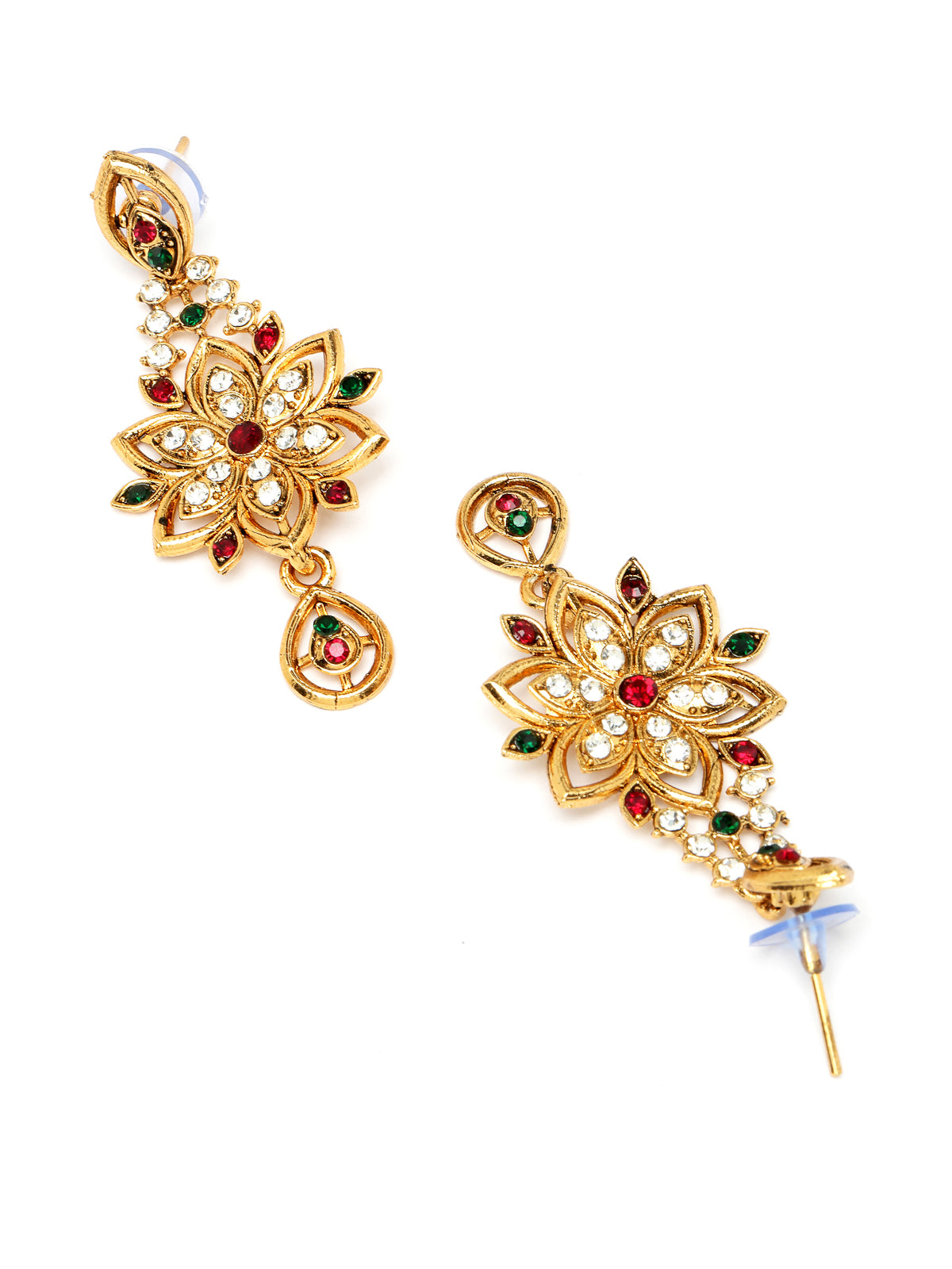 Sukkhi Pleasing Gold Plated Multicolor AD Stone Collar Bone Necklace Set And Earring | Jewellery Set For Women (NS105515)