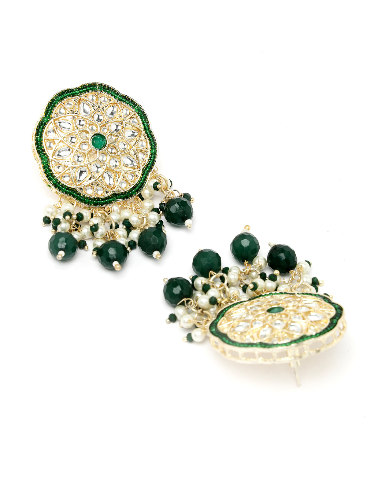 Sukkhi Wondrous Gold Plated Green Kundan & Beads Choker Necklace Set With Earring | Jewellery Set For Women (NS105517)