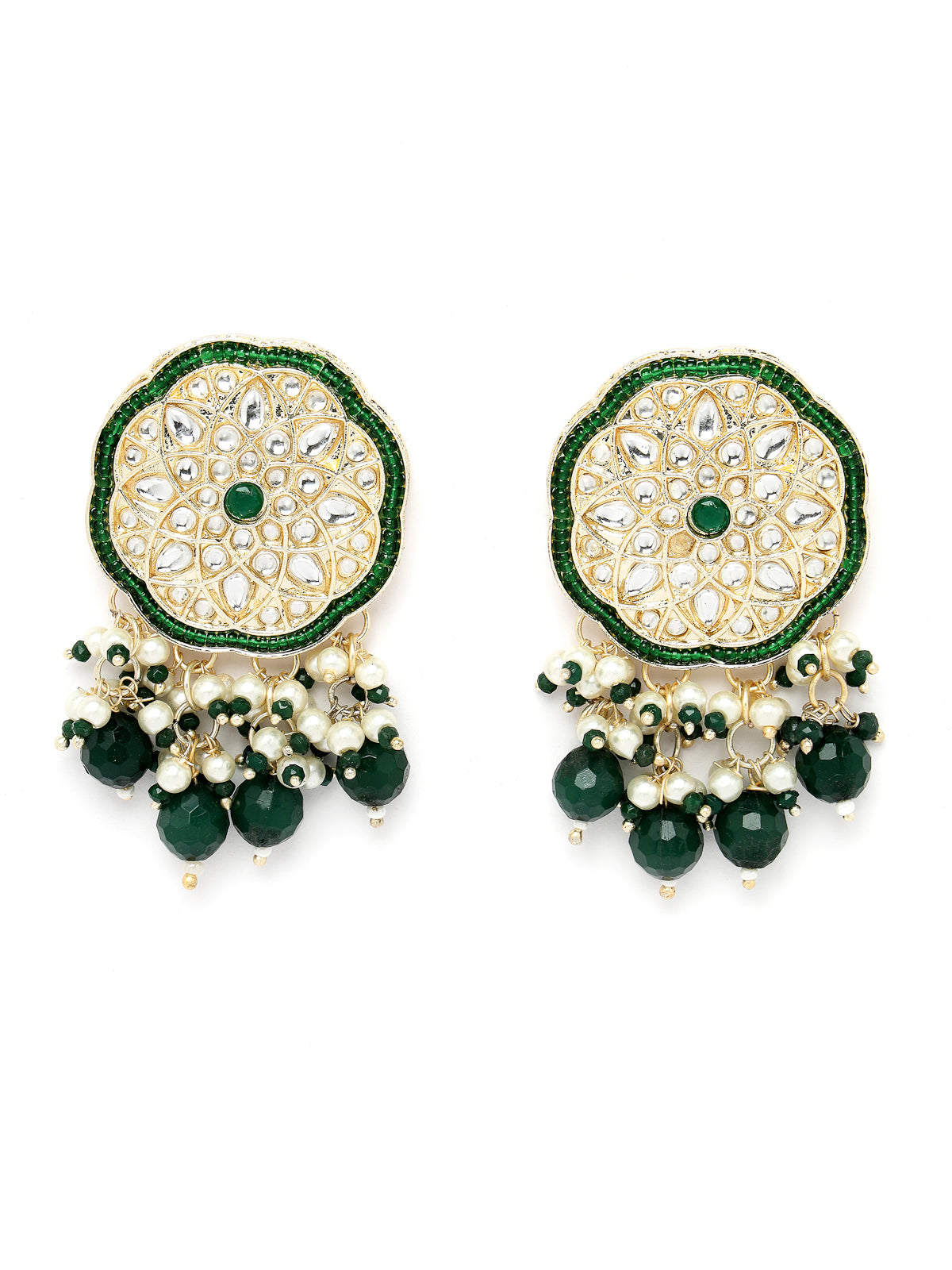Sukkhi Wondrous Gold Plated Green Kundan & Beads Choker Necklace Set With Earring | Jewellery Set For Women (NS105517)