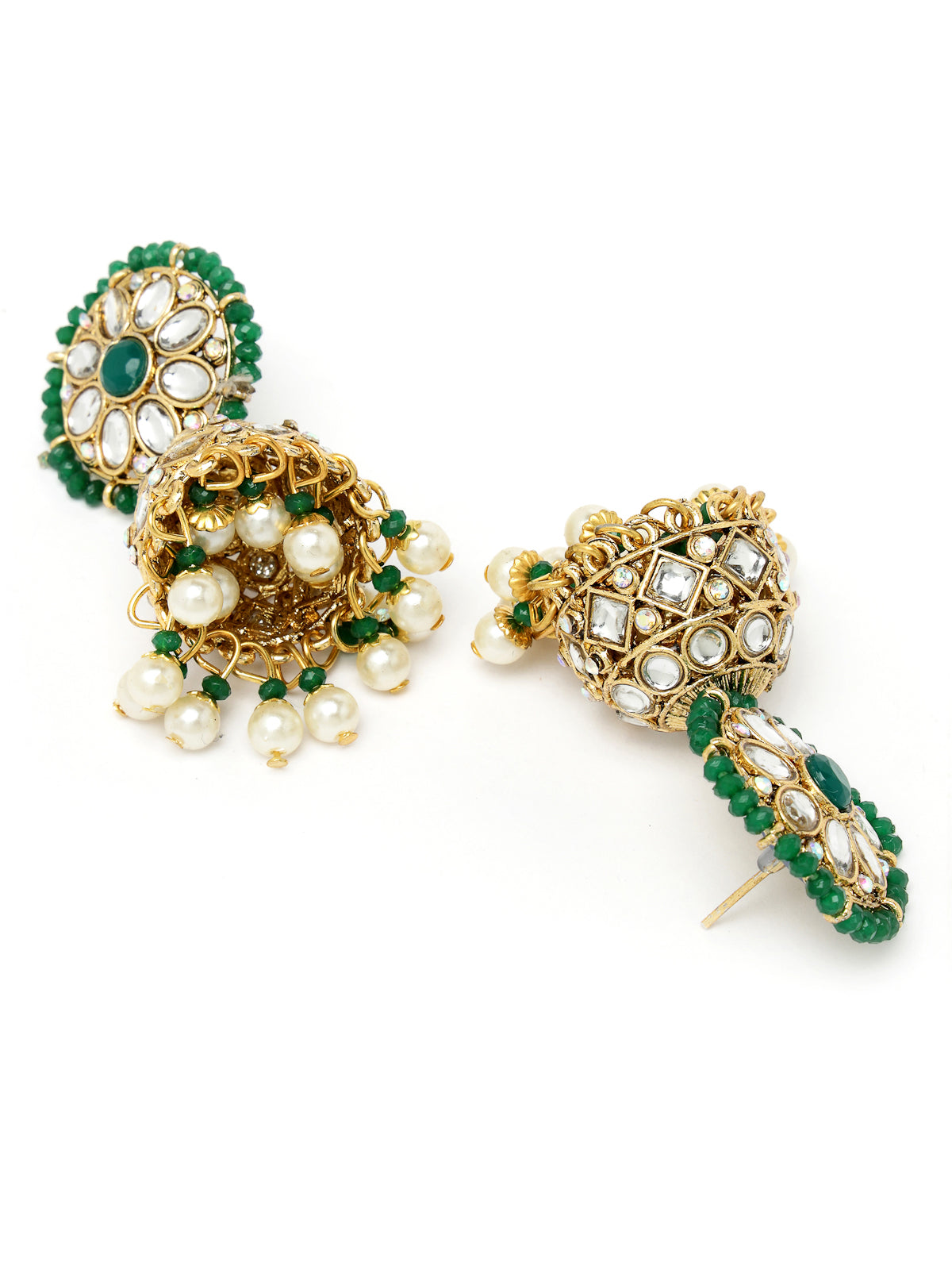 Sukkhi Sporty Gold Plated Green Kundan & Beads Choker Necklace Set With Jhumki Earring And Maangtika | Jewellery Set For Women (NS105518)
