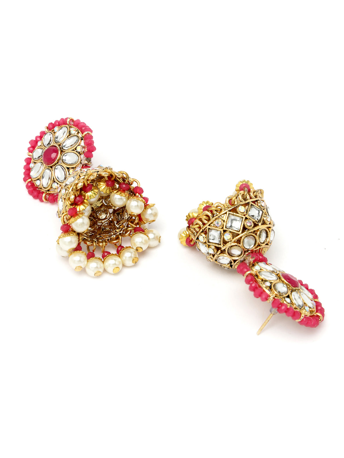 Sukkhi Sporty Gold Plated Rani Pink Kundan & Beads Choker Necklace Set With Jhumki Earring And Maangtika | Jewellery Set For Women (NS105520)