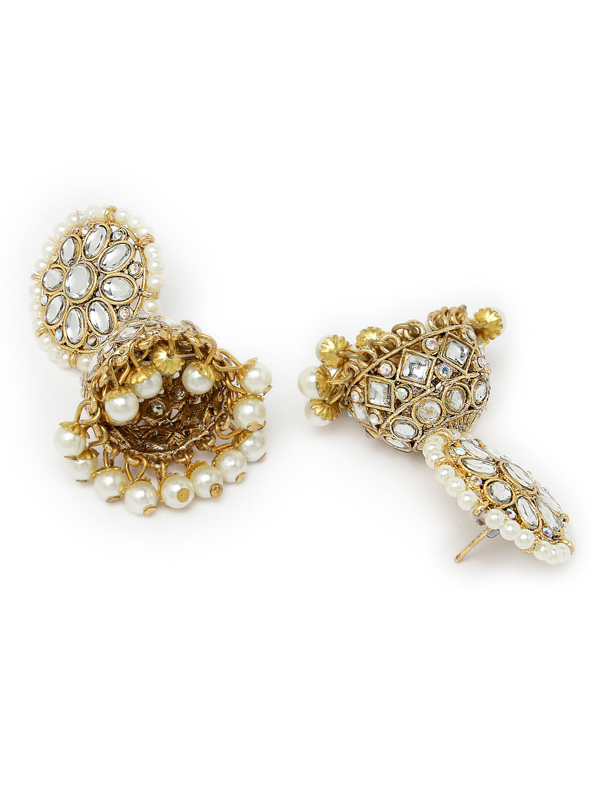 Sukkhi Sporty Gold Plated White Kundan & Beads Choker Necklace Set With Jhumki Earring And Maangtika | Jewellery Set For Women (NS105521)