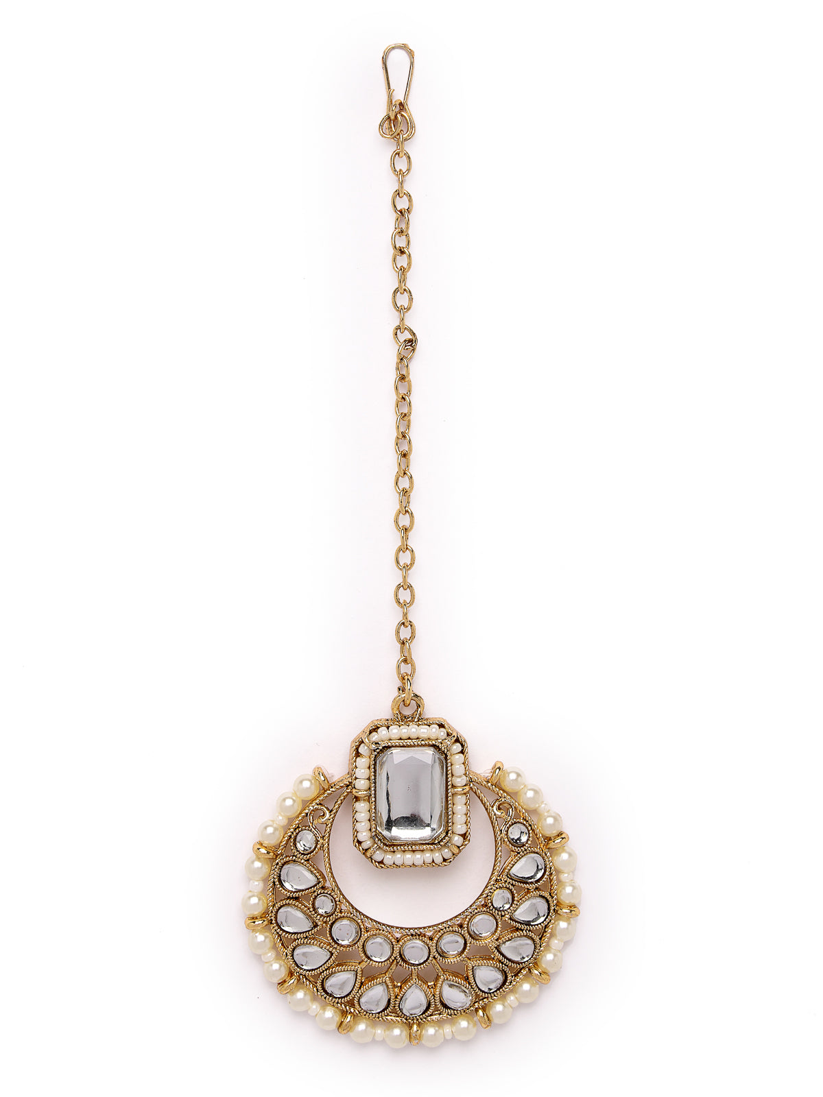 Sukkhi Affordable Squared Style White Kundan & Beads Choker Necklace Set With Earring And Maangtika | Jewellery Set For Women (NS105522)