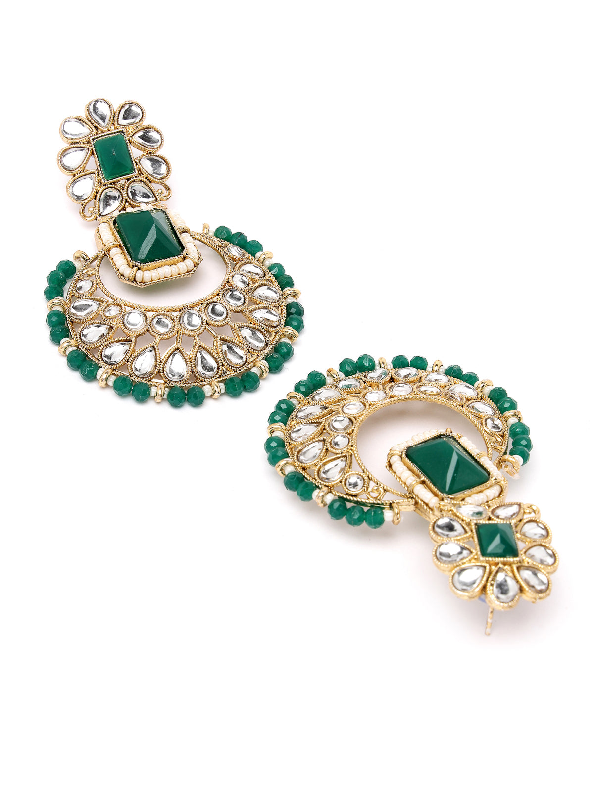 Sukkhi Affordable Squared Style Green Kundan & Beads Choker Necklace Set With Earring And Maangtika | Jewellery Set For Women (NS105524)