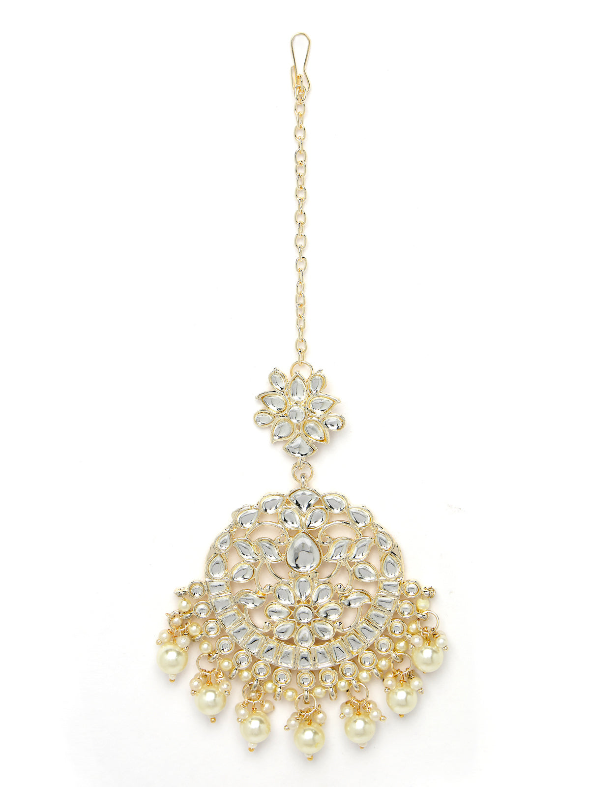 Sukkhi Treasured Gold Plated White Kundan & Beads Choker Necklace Set With Earring And Maangtika | Jewellery Set For Women (NS105526)