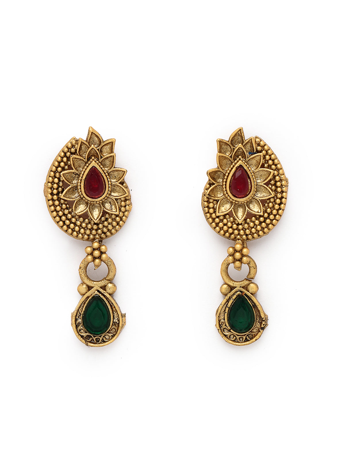 Sukkhi Adoring Multistrand Gold Plated Floral Copper Choker Necklace Set With Studs Earring | Jewellery Set For Women (NS105534)