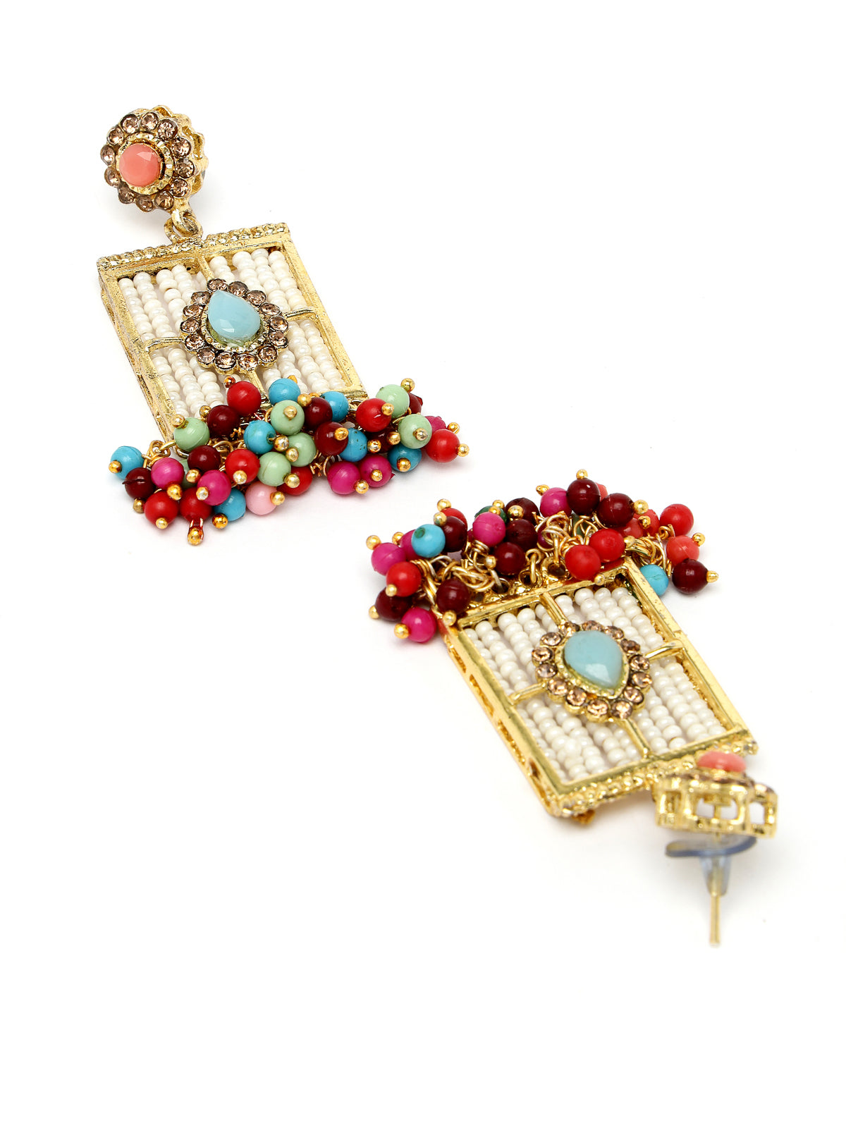 Sukkhi Beautiful Squared Shaped Multi Beads With Gold Plated Choker Necklace Set With Earring And Maangtika | Jewellery Set For Women (NS105542)