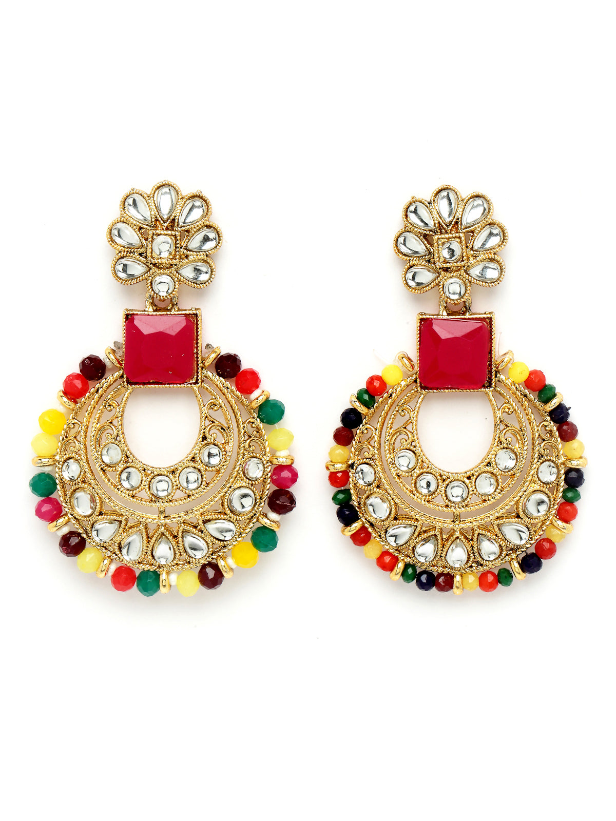 Sukkhi Ethnic Traditional Gold Plated Multicolor Kundan & Beads Choker Necklace Set With Earring And Maangtika | Jewellery Set For Women (NS105555)