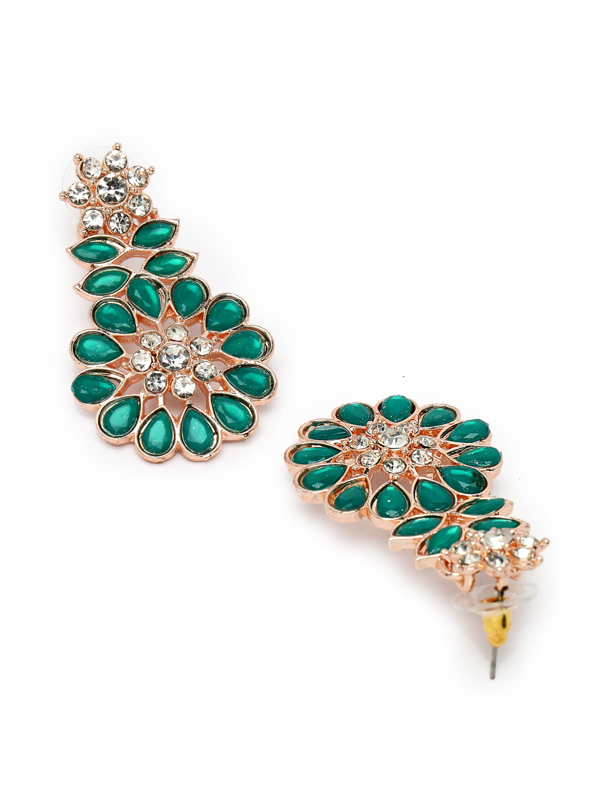 Sukkhi Admirable Fashionable AD Green Stones Collar Bone Necklace Set With Earring And Maangtika | Jewellery Set For Women (NS105557)