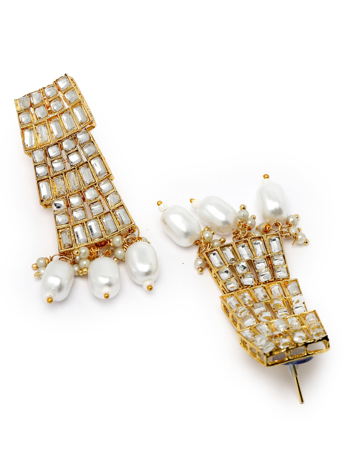 Sukkhi Beautiful Gold Plated AD White & Beads Collar Bone Necklace Set With Earring And Maangtika | Jewellery Set For Women (NS105561)