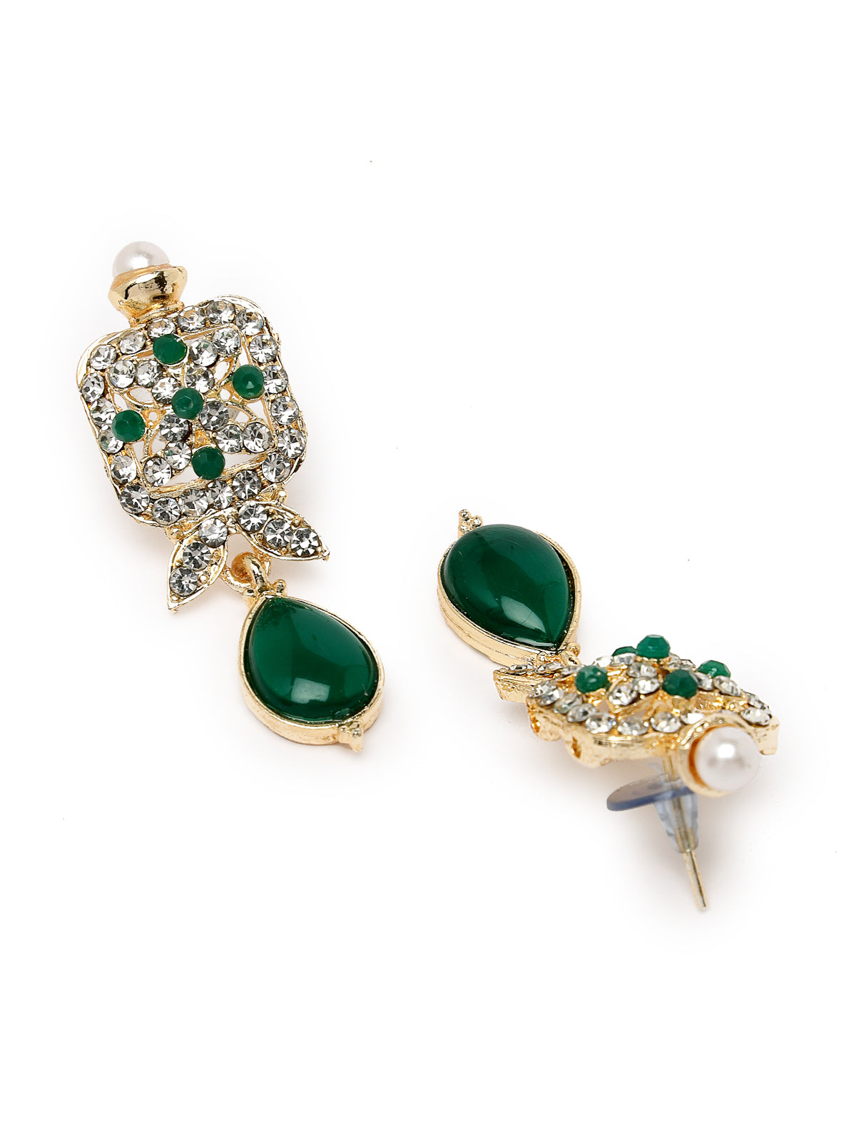 Sukkhi Antique Gold Plated Green AD Stones & Beads Choker Necklace Set With Earring And Maangtika | Jewellery Set For Women (NS105562)