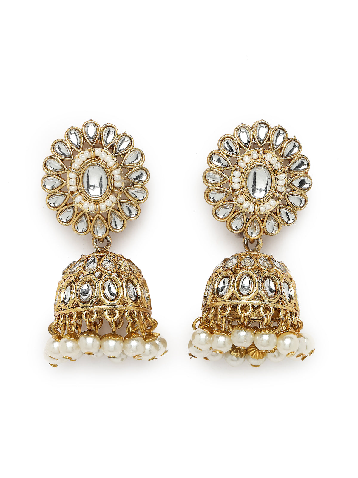 Sukkhi Heavenly Gold Plated White Kundan & Beads Choker Necklace Set With Jhumki Earring And Maangtika | Jewellery Set For Women (NS105567)