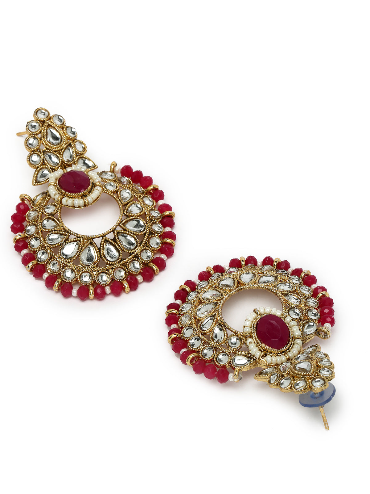 Sukkhi Delightful Trendy Gold Plated Rani Pink Kundan & Beads Choker Necklace Set With Earring And Maangtika | Jewellery Set For Women (NS105574)