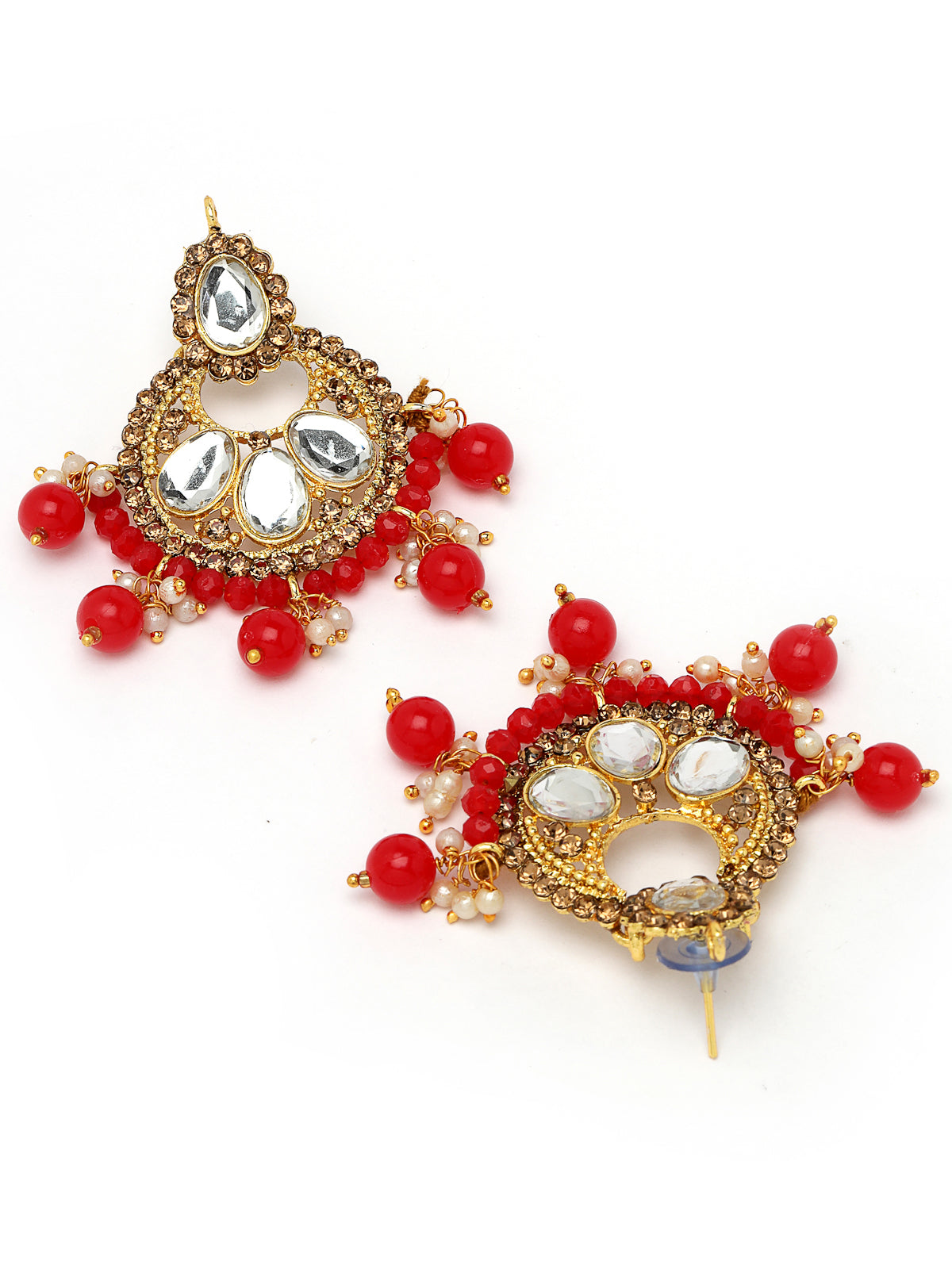 Sukkhi Exciting Gold Plated Red Kundan & Beads Choker Necklace Set With Earring And Maangtika | Jewellery Set For Women (NS105580)