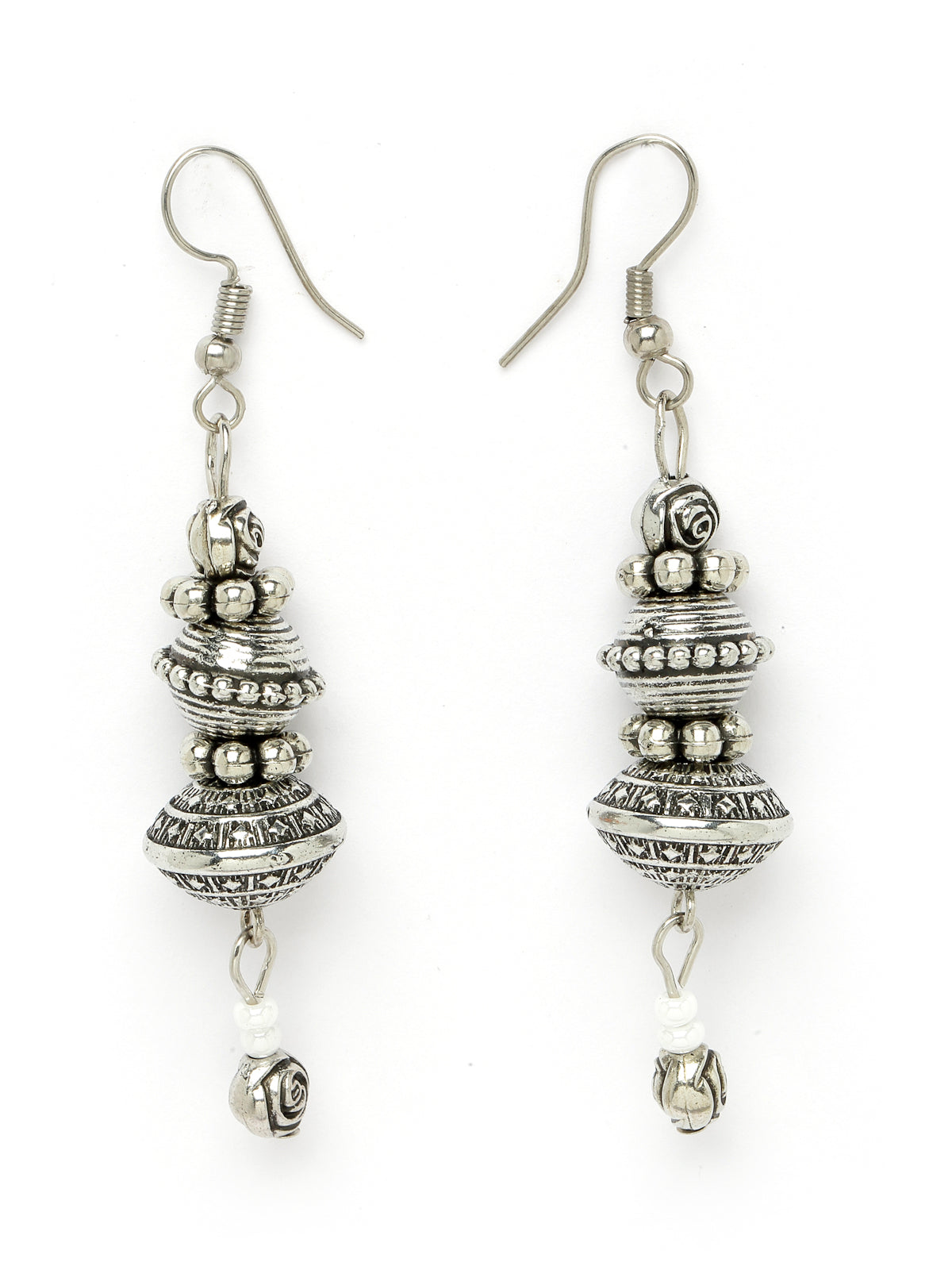 Sukkhi Ethnic Oxidised Silver Plated Floral Stylish Beads Long Necklace Set And Earring | Jewellery Set For Women (NS105588)