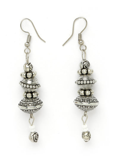 Sukkhi Ethnic Oxidised Silver Plated Floral Stylish Beads Long Necklace Set And Earring | Jewellery Set For Women (NS105588)