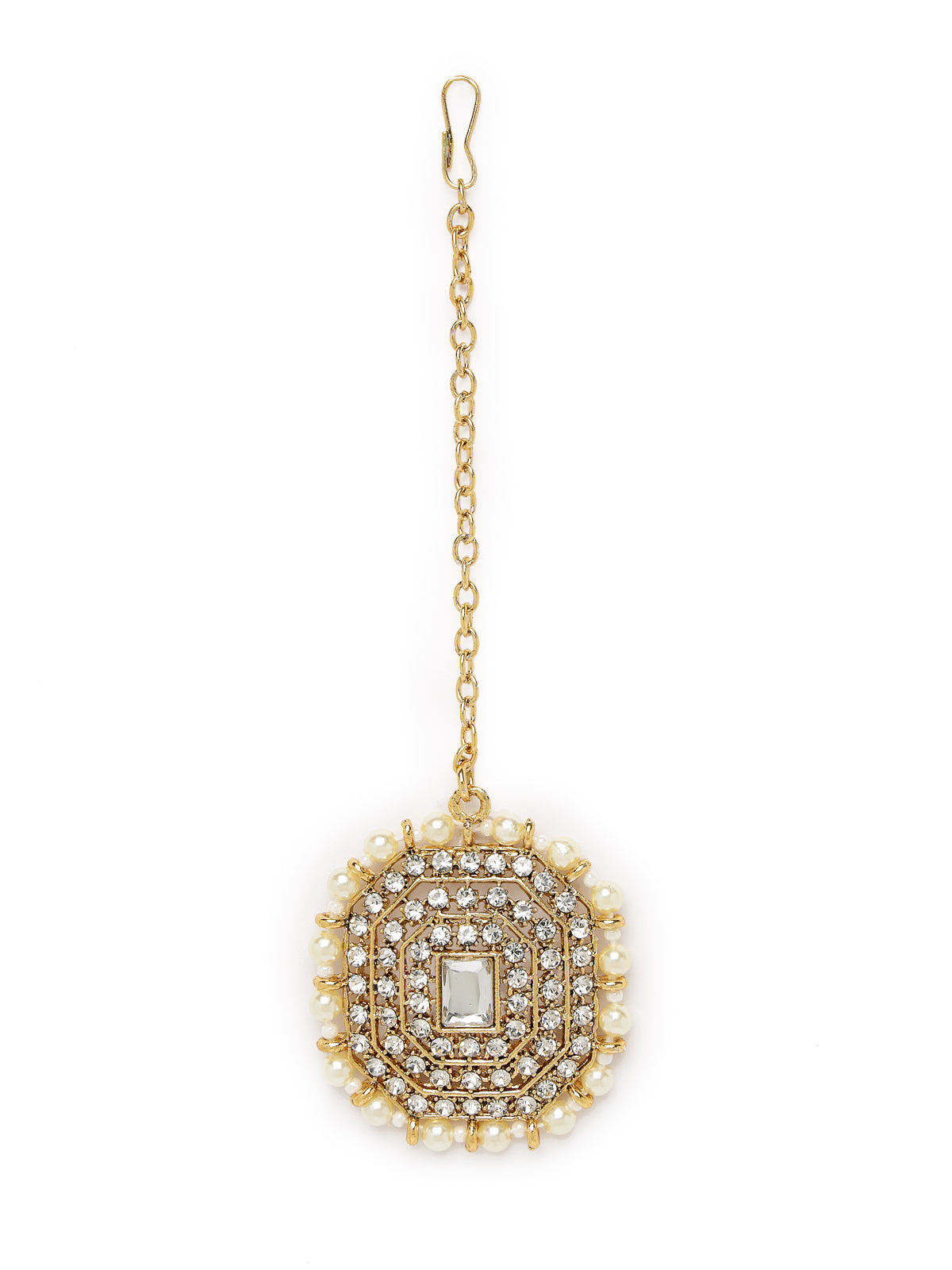 Sukkhi Decent Traditional White Kundan & Beads Choker Necklace Set With Earring And Maangtika | Jewellery Set For Women (NS105593)