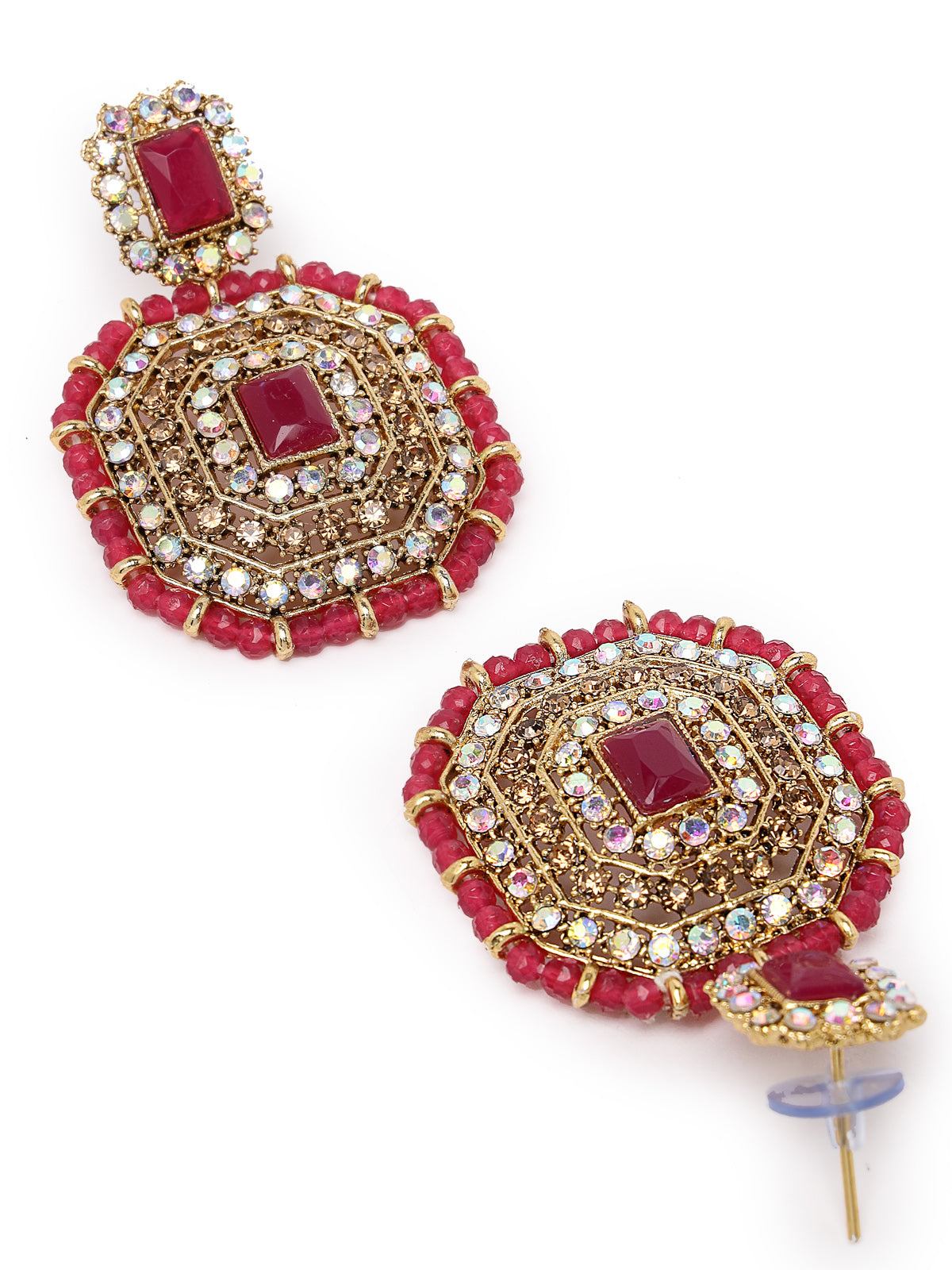 Sukkhi Decent Traditional Rani Pink Kundan & Beads Choker Necklace Set With Earring And Maangtika | Jewellery Set For Women (NS105594)