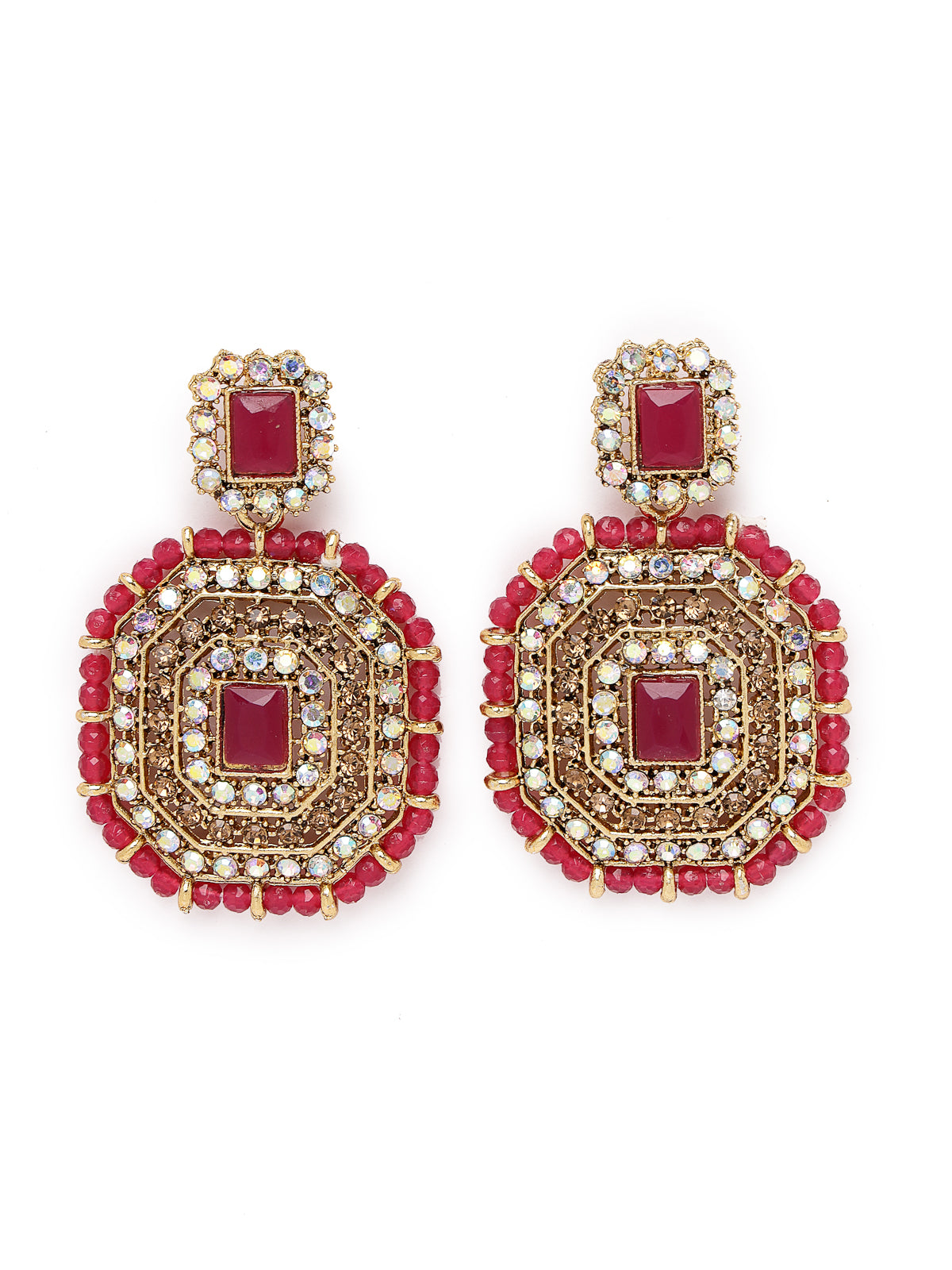 Sukkhi Decent Traditional Rani Pink Kundan & Beads Choker Necklace Set With Earring And Maangtika | Jewellery Set For Women (NS105594)