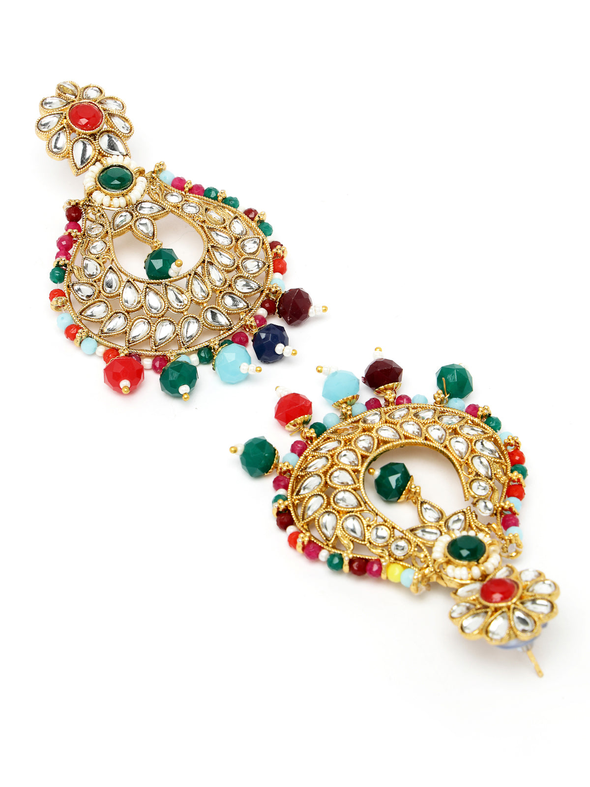 Sukkhi Delightful Round Shaped Gold Plated Multi Kundan & Beads Choker Necklace Set With Earring And Maangtika | Jewellery Set For Women (NS105595)