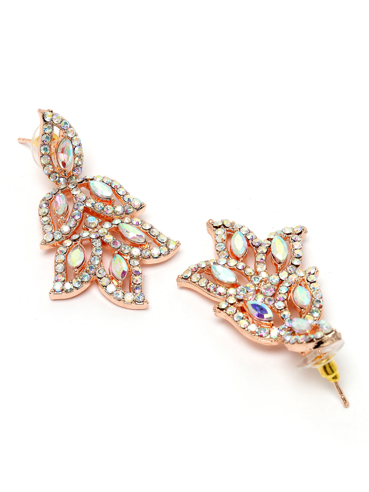 Sukkhi Street-Style Rose Gold Plated Rainbow Stone Collar Bone Necklace Set With Earring And Maangtika | Jewellery Set For Women (NS105599)