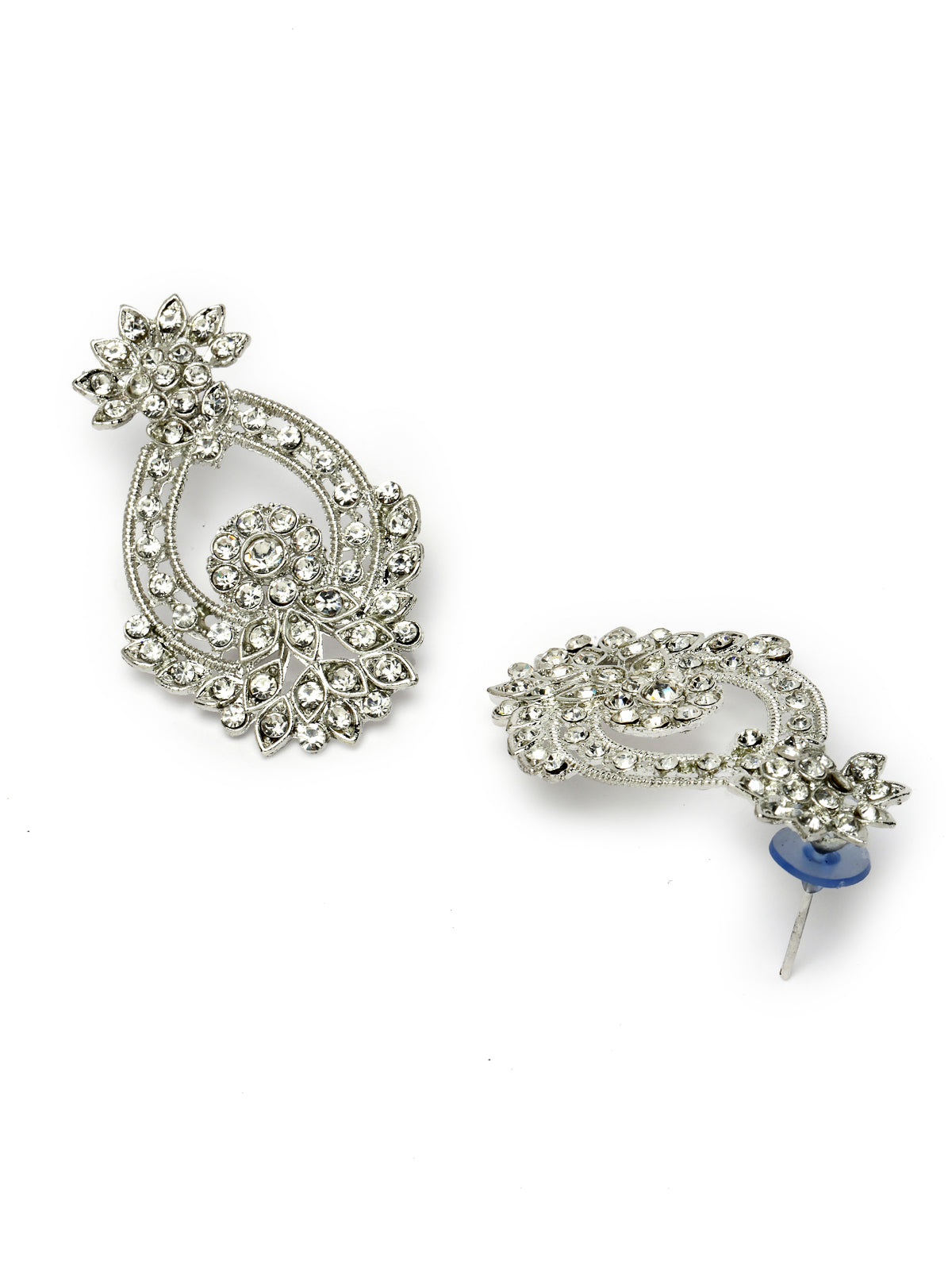 Sukkhi Unique Fashionable Rhodium Plated Silver AD Stone Choker Necklace Set With Earring And Maangtika | Jewellery Set For Women (NS105606)