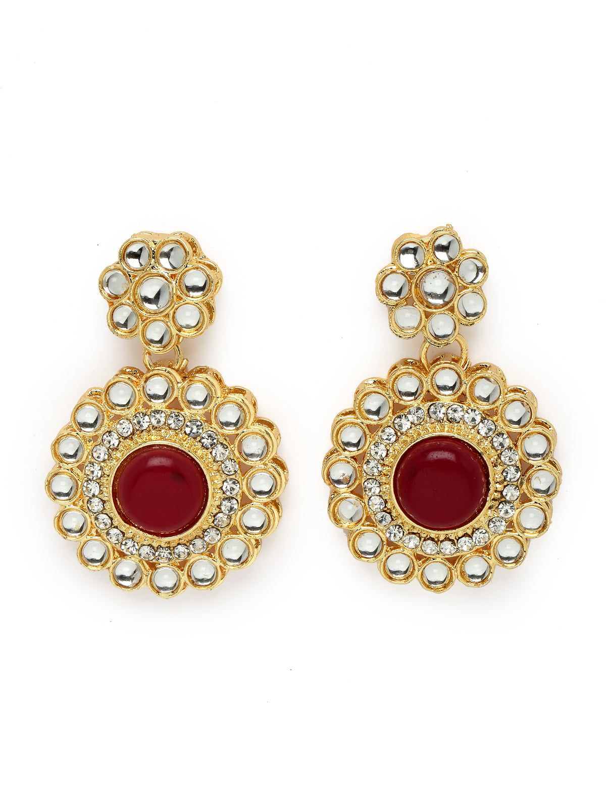 Sukkhi Bewitching Drop Shaped Rani Pink AD Rani Pink Stones & Beads Collar Bone Necklace Set With Earring And Maangtika | Jewellery Set For Women (NS105613)