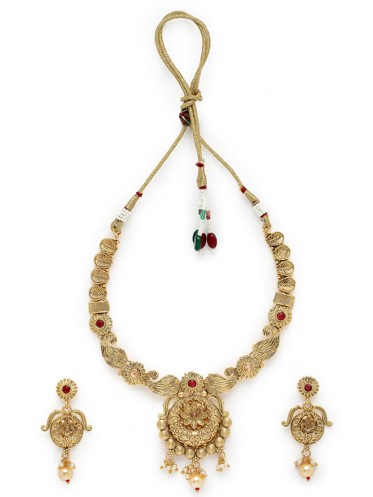 Sukkhi Sophisticated Gold Plated Copper Beads Collar Bone Necklace Set And Earring | Jewellery Set For Women (NS105616)