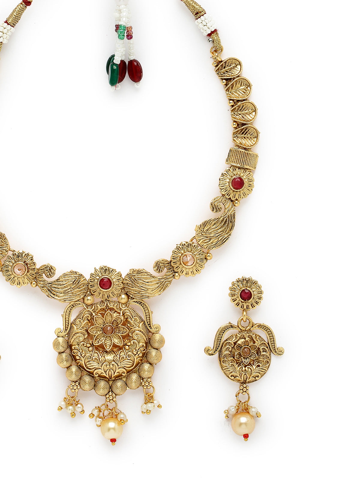 Sukkhi Sophisticated Gold Plated Copper Beads Collar Bone Necklace Set And Earring | Jewellery Set For Women (NS105616)