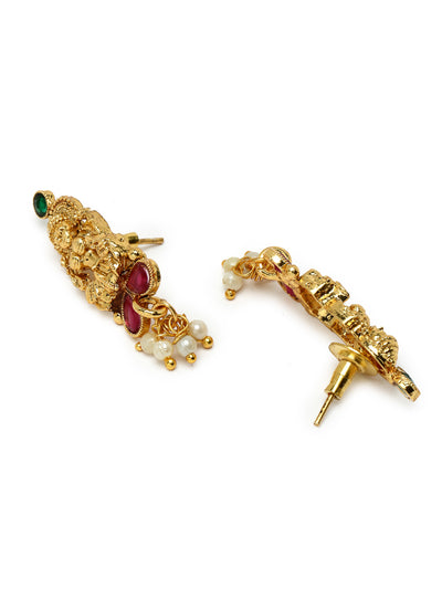 Sukkhi Traditional Gold Plated Copper Temple Collar Bone Necklace Set And Earring | Jewellery Set For Women (NS105618)