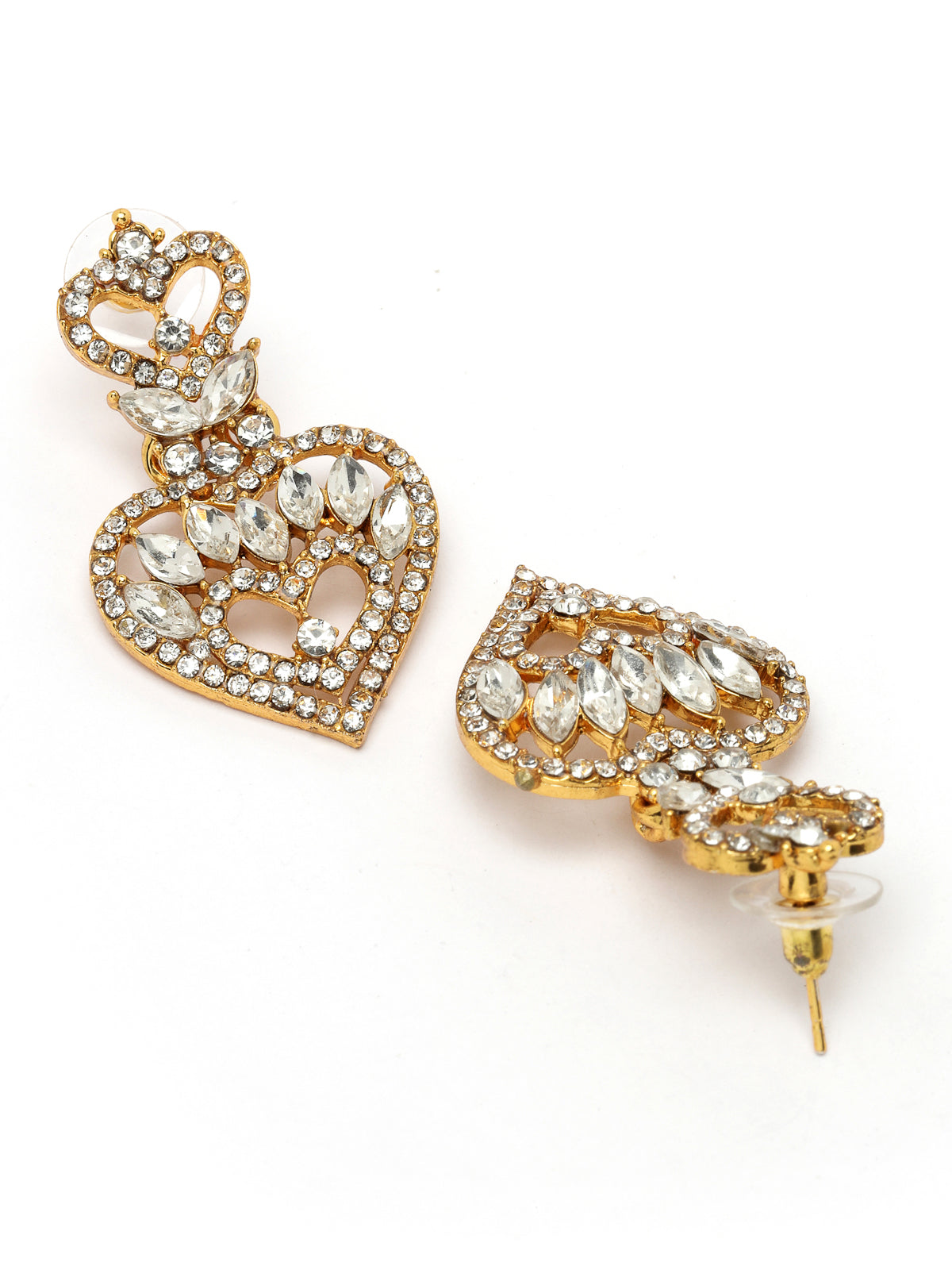 Sukkhi Wonderful Gold Plated AD White Stone Collar Bone Necklace Set With Earring And Maangtika | Jewellery Set For Women (NS105620)