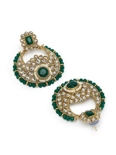 Sukkhi Fashion-Forward Gold Plated Green Kundan & Beads Choker Necklace Set With Earring And Maangtika | Jewellery Set For Women (NS105626)