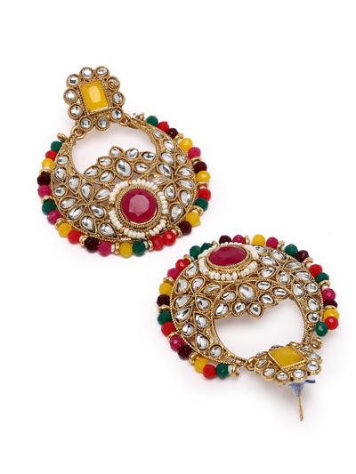 Sukkhi Fashion-Forward Gold Plated Multi Kundan & Beads Choker Necklace Set With Earring And Maangtika | Jewellery Set For Women (NS105629)