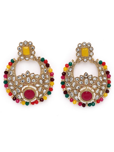 Sukkhi Fashion-Forward Gold Plated Multi Kundan & Beads Choker Necklace Set With Earring And Maangtika | Jewellery Set For Women (NS105629)