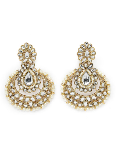 Sukkhi Incredible Drop Shaped White Kundan & Beads Choker Necklace Set With Earring And Maangtika | Jewellery Set For Women (NS105630)