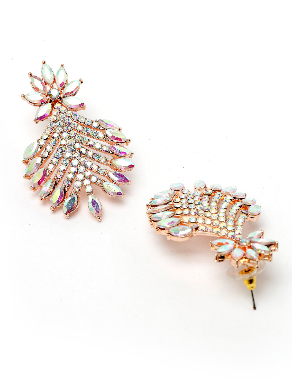 Sukkhi Graceful Rose Gold Plated Rainbow Collar Bone Necklace Set With Earring And Maangtika | Jewellery Set For Women (NS105639)