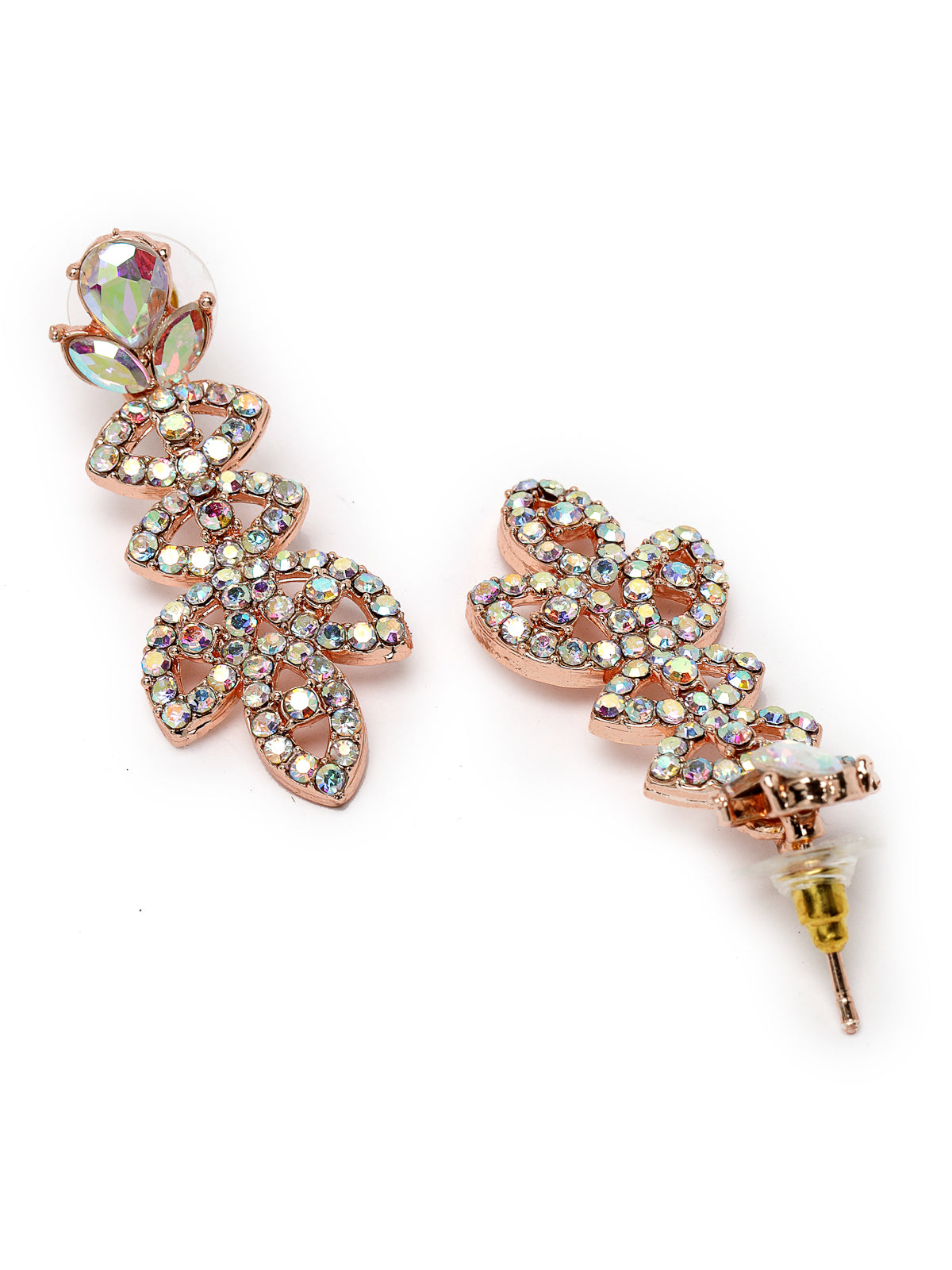 Sukkhi Lovely Rose Gold Plated Rainbow Stone Collar Bone Necklace Set With Earring And Maangtika | Jewellery Set For Women (NS105640)