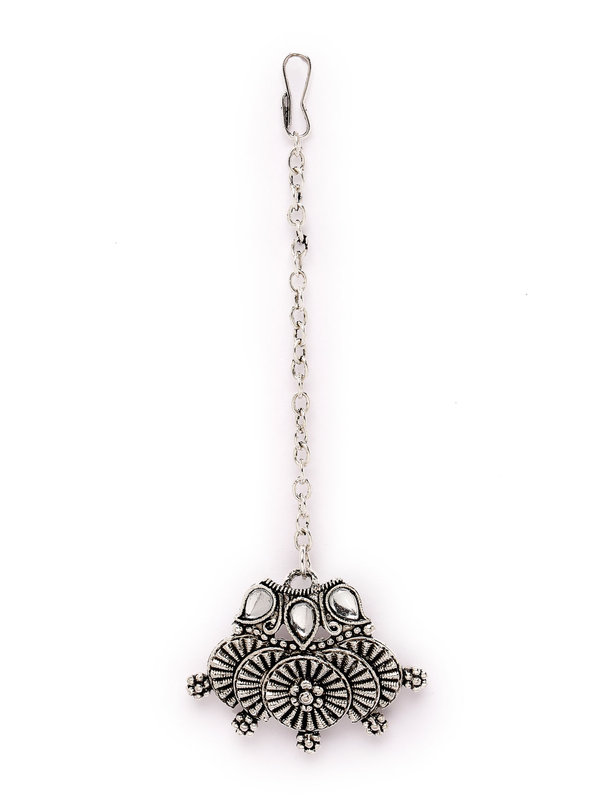 Sukkhi Eye-Catchy Oxidised Silver Plated Choker Necklace Set With Earring | Mangtikka Set For Women (NS105642)